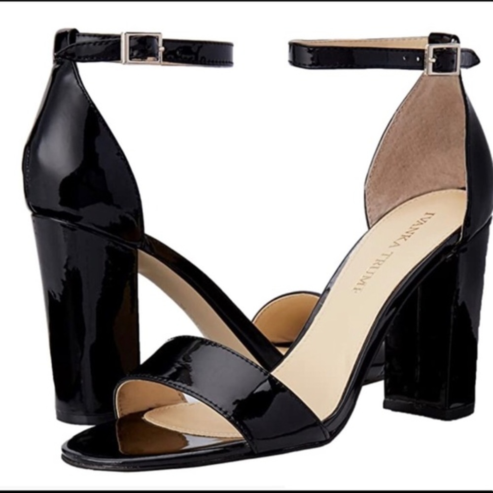 IVANKA TRUMP KLover block heel in 
black patent leather